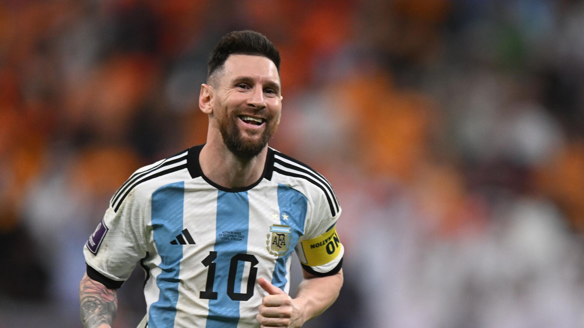 Lionel Messi during the match between Netherlands and Argentina at FIFA World Cup in Qatar - Sputnik India, 1920, 13.12.2022