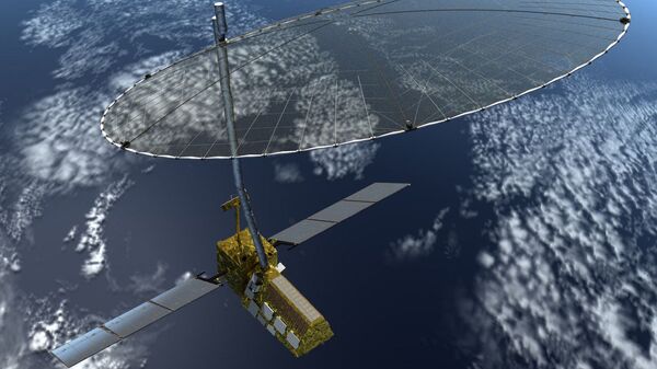 Artist concept of the Nasa-Isro synthetic aperture radar (NISAR) satellite in orbit - Sputnik India