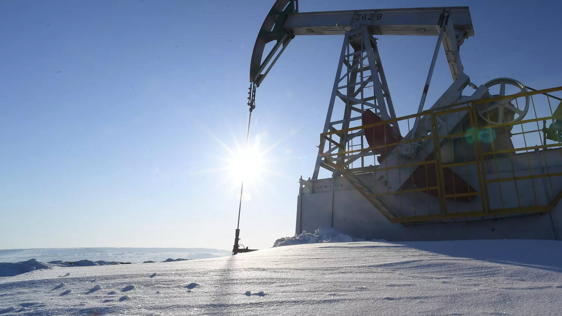 An oil pumpjack is seen in Almetyevsk District, Tatarstan, Russia.