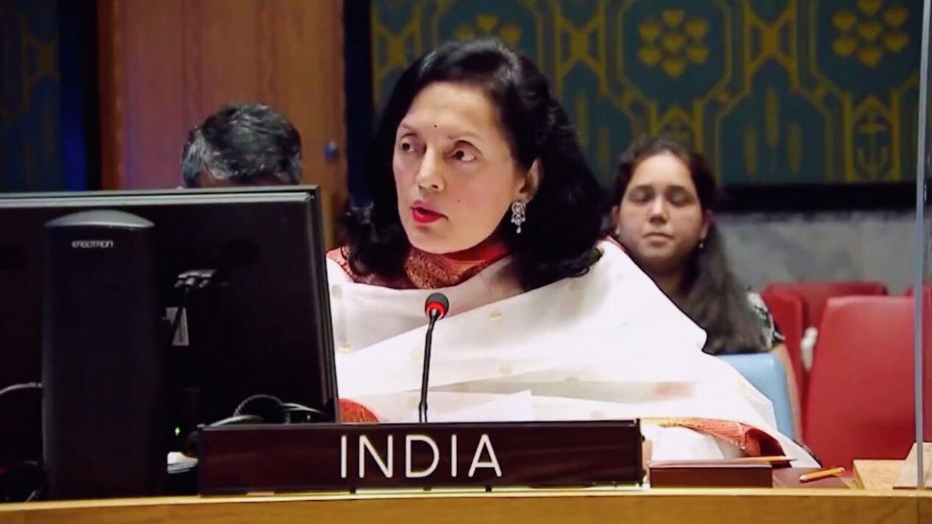 India's Ambassador to the UN Ruchira Kamboj speaks at the UNSC meeting on terrorism. - Sputnik भारत, 1920, 19.09.2023