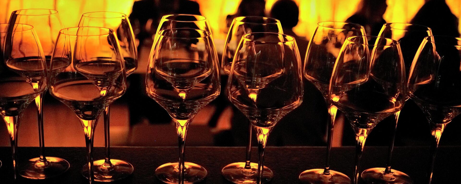 In this Sunday, Jan. 16, 2011 photo, wine glasses stand in the foreground of a group learning wine appreciation and fine dining, being conducted by Tulleeho Beverage Innovations at a restaurant in New Delhi, India. - Sputnik भारत, 1920, 26.02.2023