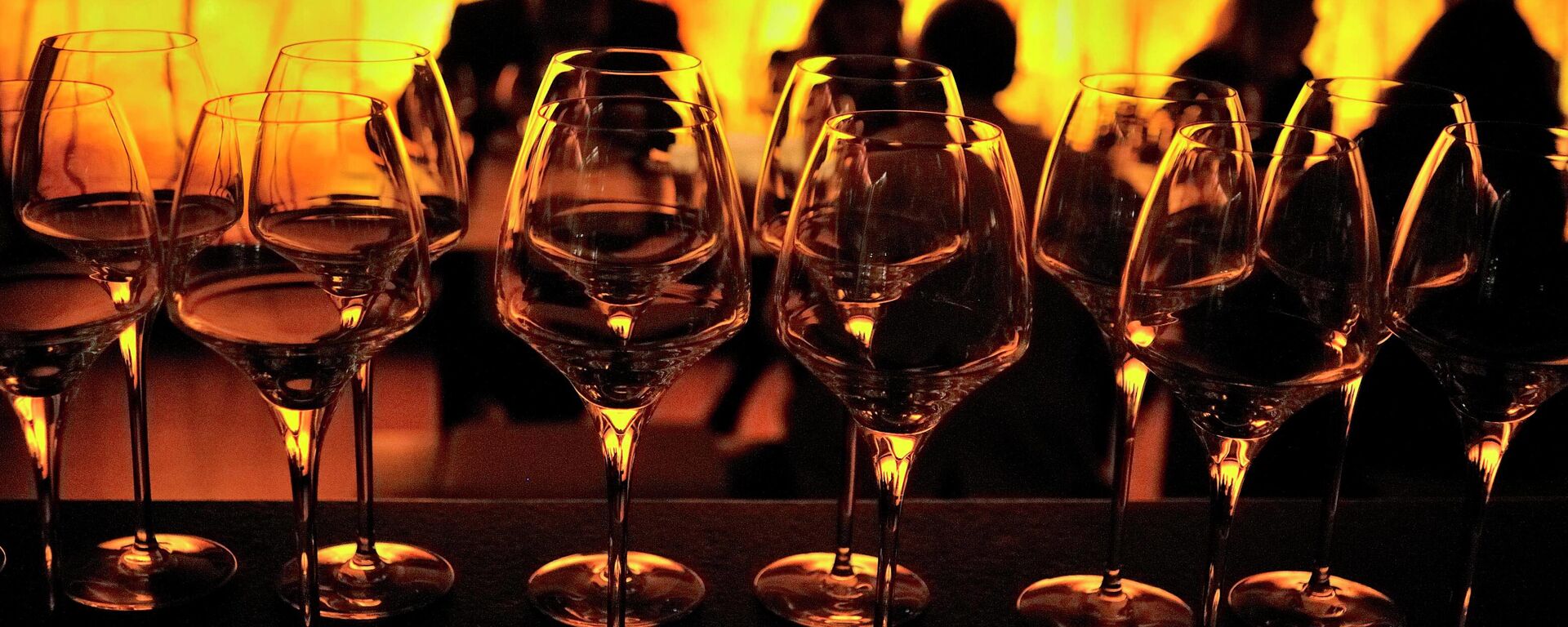 In this Sunday, Jan. 16, 2011 photo, wine glasses stand in the foreground of a group learning wine appreciation and fine dining, being conducted by Tulleeho Beverage Innovations at a restaurant in New Delhi, India. - Sputnik India, 1920, 11.03.2023