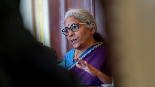 Finance Minister of India Nirmala Sitharaman speaks during a meeting with Treasury Secretary Janet Yellen at the Department of Treasury in Washington, Tuesday, Oct. 11, 2022. - Sputnik भारत