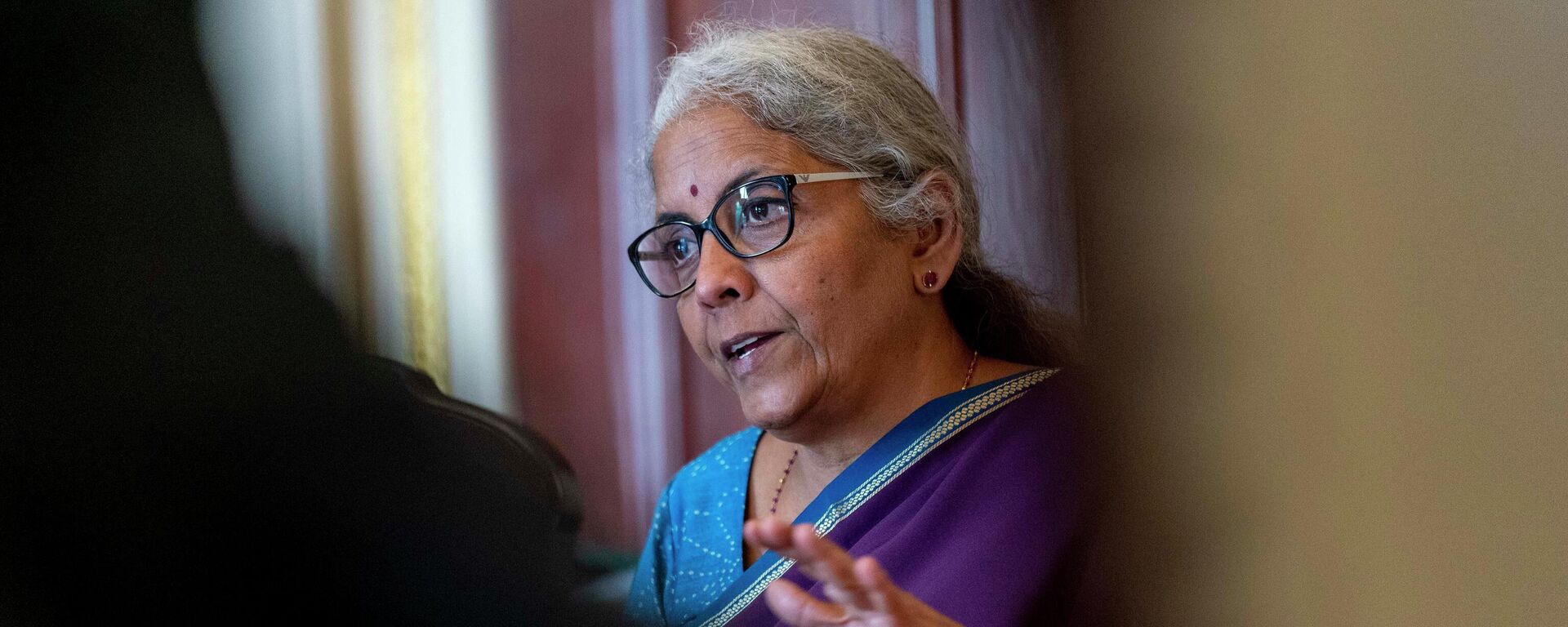 Finance Minister of India Nirmala Sitharaman speaks during a meeting with Treasury Secretary Janet Yellen at the Department of Treasury in Washington, Tuesday, Oct. 11, 2022. - Sputnik भारत, 1920, 11.04.2023
