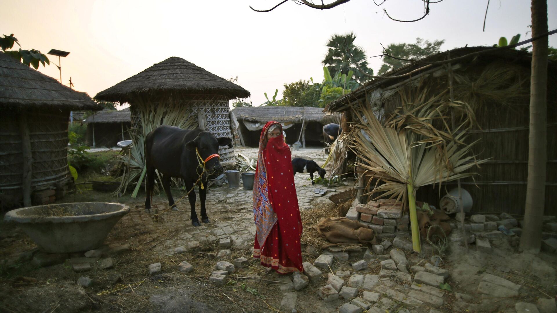 In this Nov. 22, 2013 photo, a woman stands near her home at Vaishali village in the north Indian state of Bihar. - Sputnik India, 1920, 15.03.2023