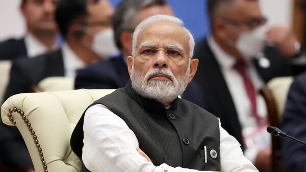 India's Prime Minister Narendra Modi takes part in the Shanghai Cooperation Organisation (SCO) summit in Samarkand, Uzbekistan. - Sputnik भारत