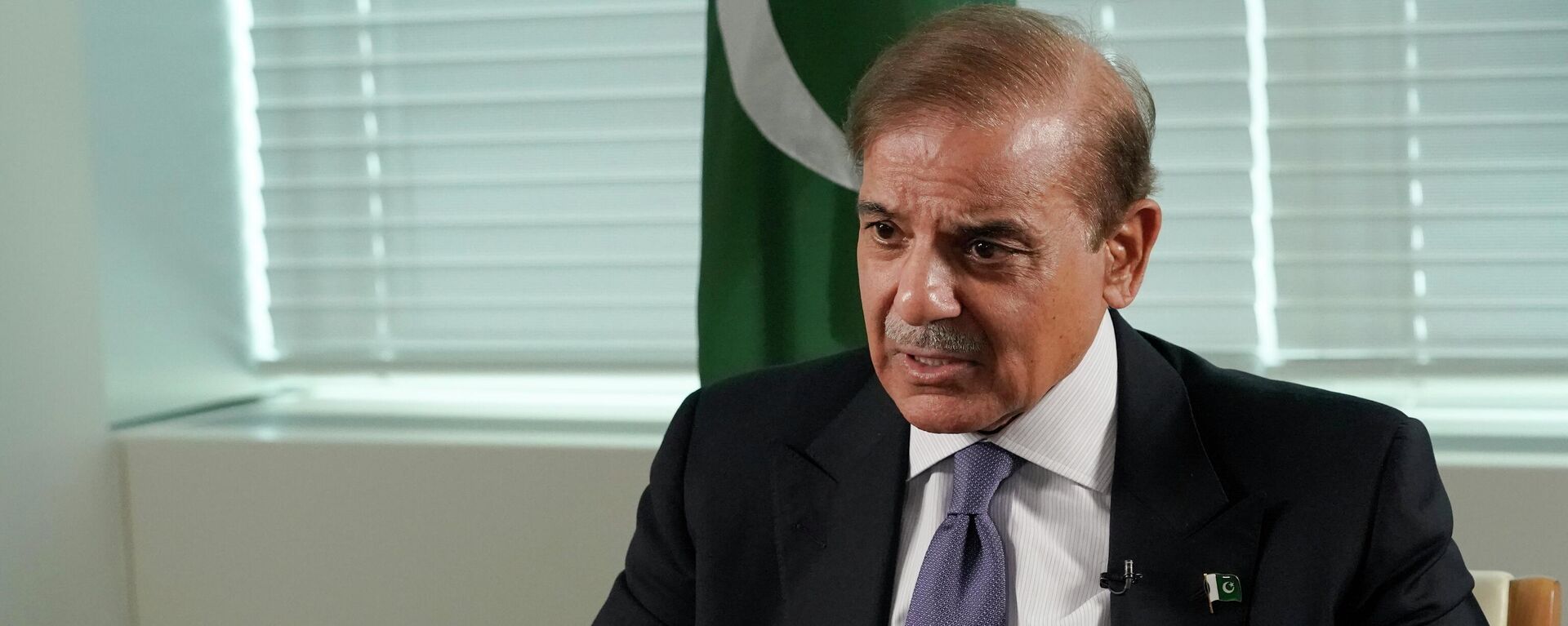Prime Minister of Pakistan Shehbaz Sharif speaks during an interview with The Associated Press, Thursday, Sept. 22, 2022 at United Nations headquarters. - Sputnik India, 1920, 04.07.2023