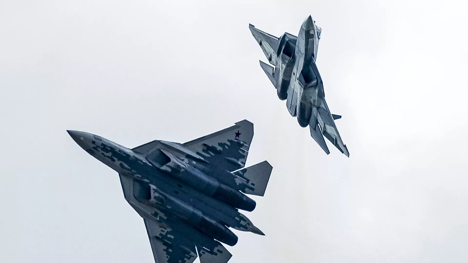 Su-57 fifth-generation fighter jets in Zhukovsky