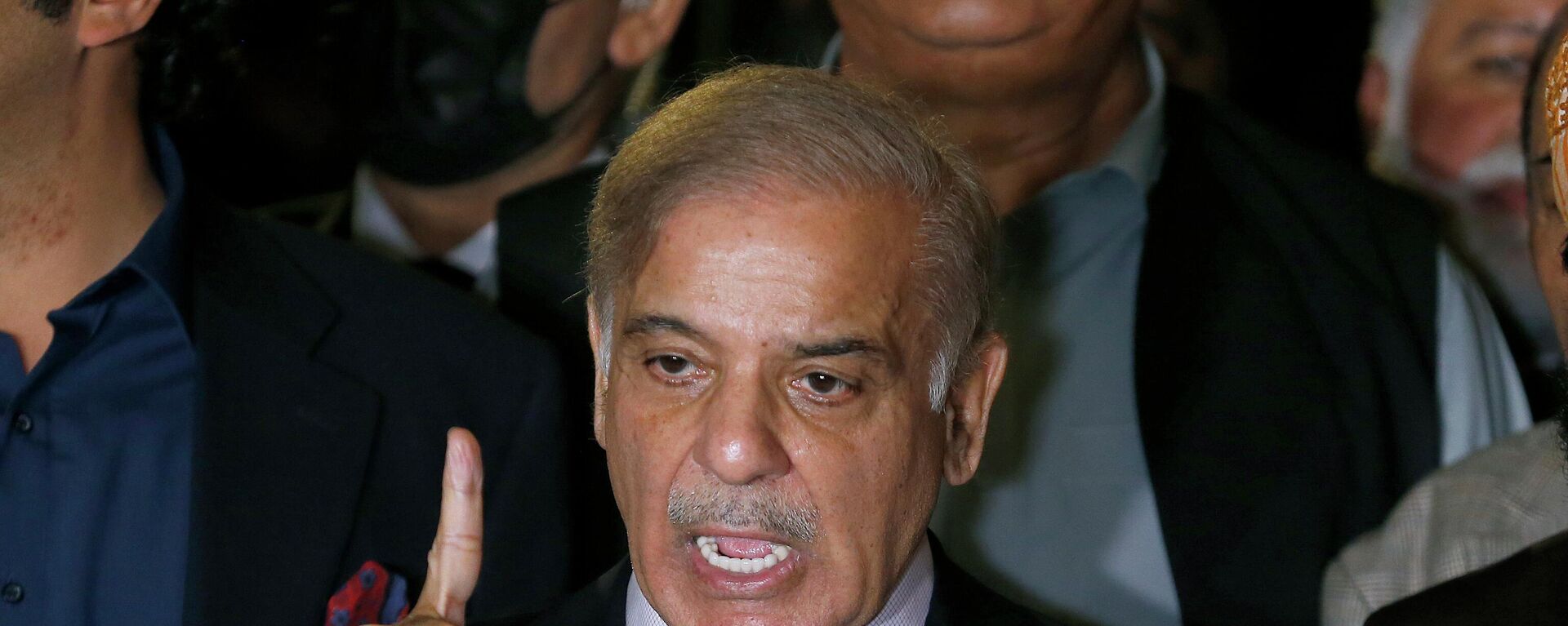 Pakistan's opposition leader Shahbaz Sharif speaks during a press conference after the Supreme Court decision, in Islamabad, Pakistan, Thursday, April 7, 2022. - Sputnik भारत, 1920, 28.12.2022