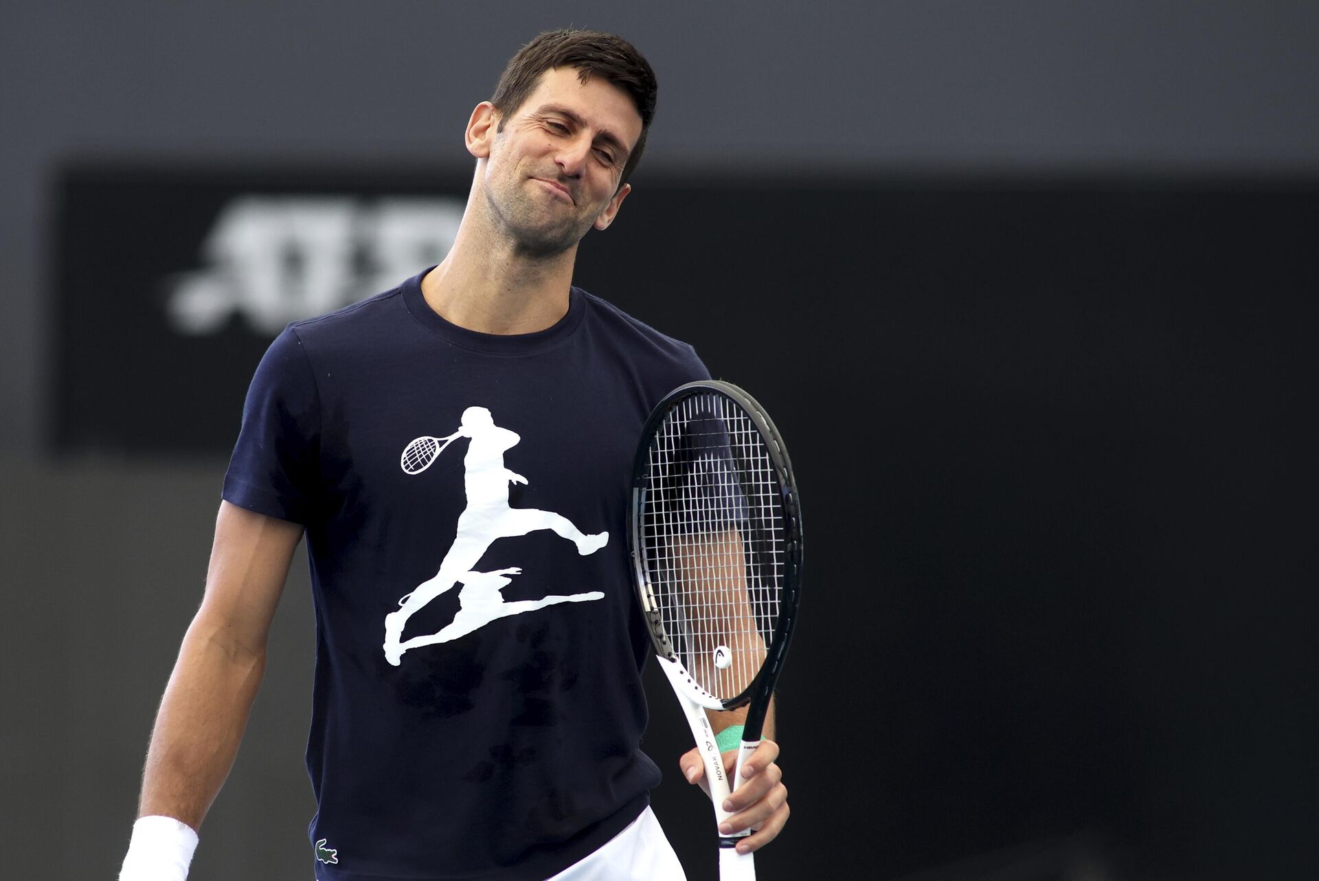 Serbia's Novak Djokovic reacts during a practice session ahead of the Adelaide International Tennis tournament in Adelaide, Australia, Thursday, Dec. 29, 2022. - Sputnik India, 1920, 30.12.2022