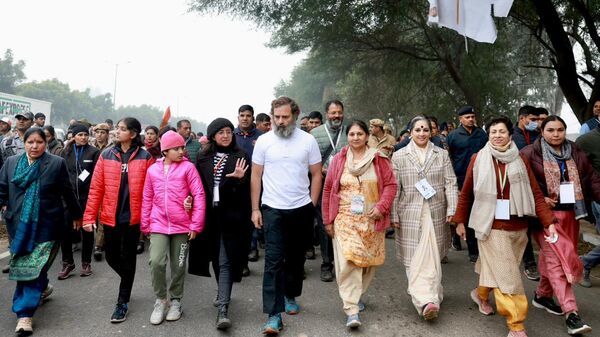 Rahul Gandhi's Bharat Jodo Yatra witnessed an all-women march on January 9, 2023 - Sputnik India