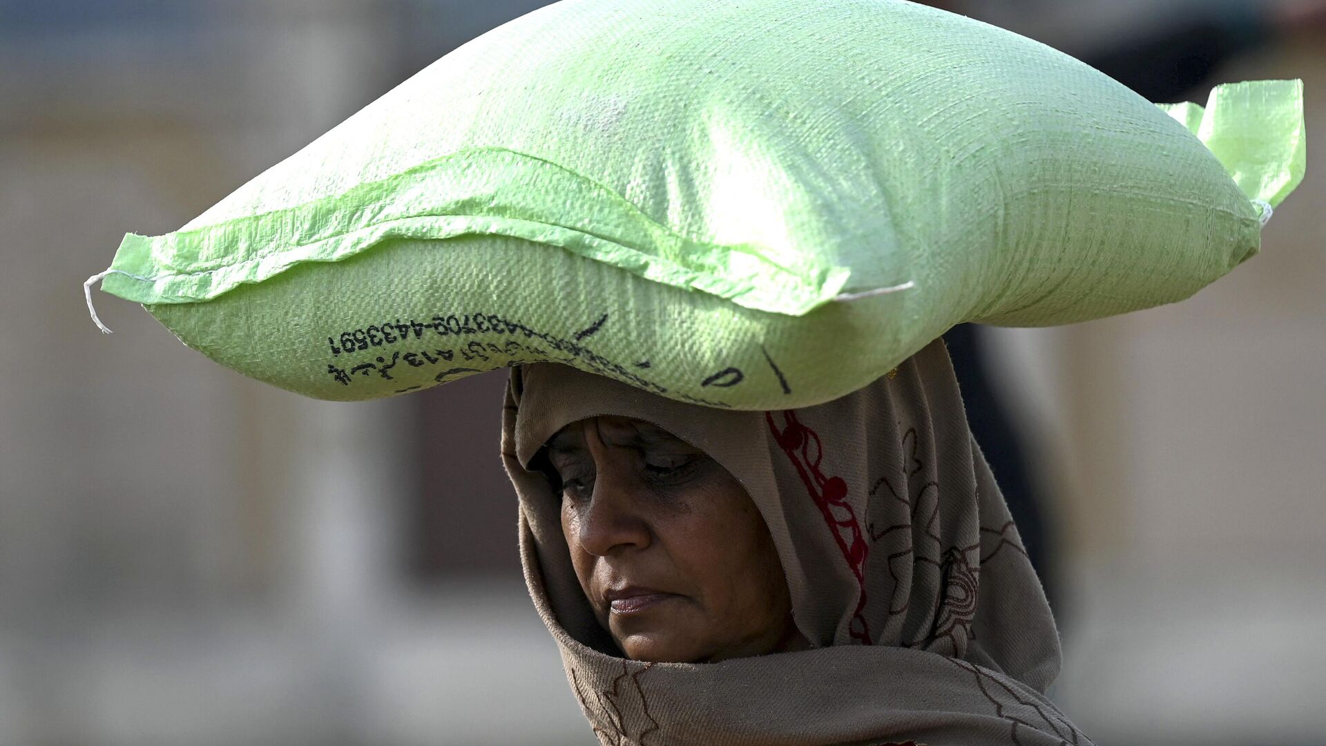 A woman carries a sack of wheat flour after purchasing at government-controlled prices in Islamabad on January 10, 2023. - Sputnik India, 1920, 30.01.2023