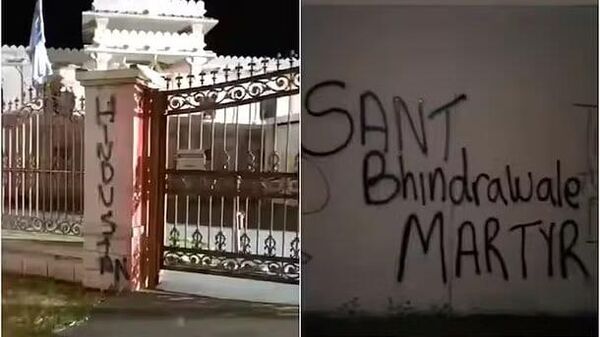 Vandals defaced BAPS Swaminarayan temple in Melbourne's northern suburb of Mill Park, Australia - Sputnik भारत