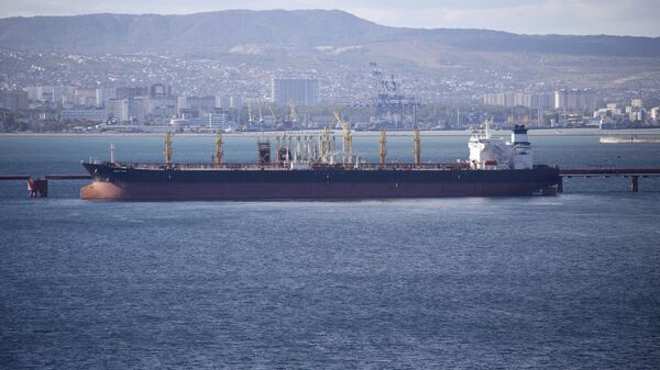 An oil tanker is moored at the Sheskharis complex, part of Chernomortransneft JSC, a subsidiary of Transneft PJSC, in Novorossiysk, Russia, on Oct. 11, 2022. - Sputnik India