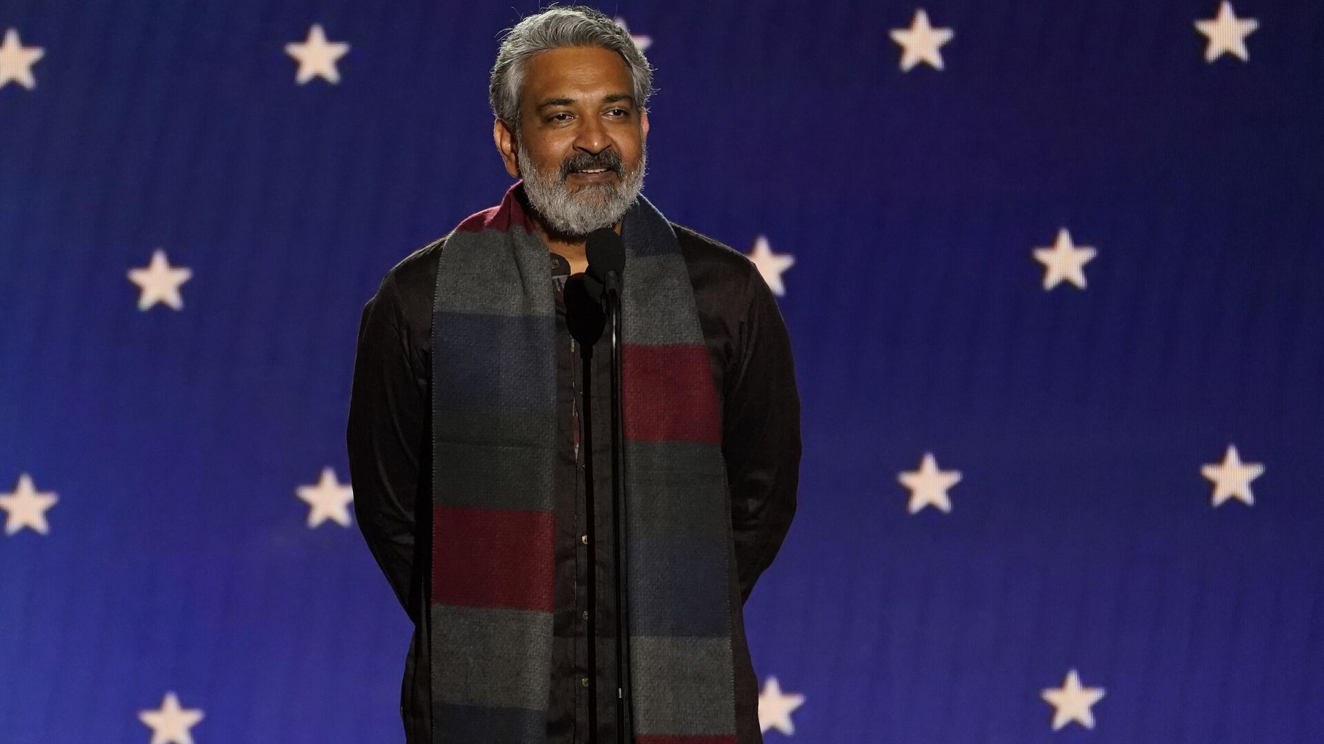 S. S. Rajamouli accepts the award for best foreign language film for RRR at the 28th annual Critics Choice Awards at The Fairmont Century Plaza Hotel on Sunday, Jan. 15, 2023, in Los Angeles. - Sputnik India, 1920, 16.01.2023