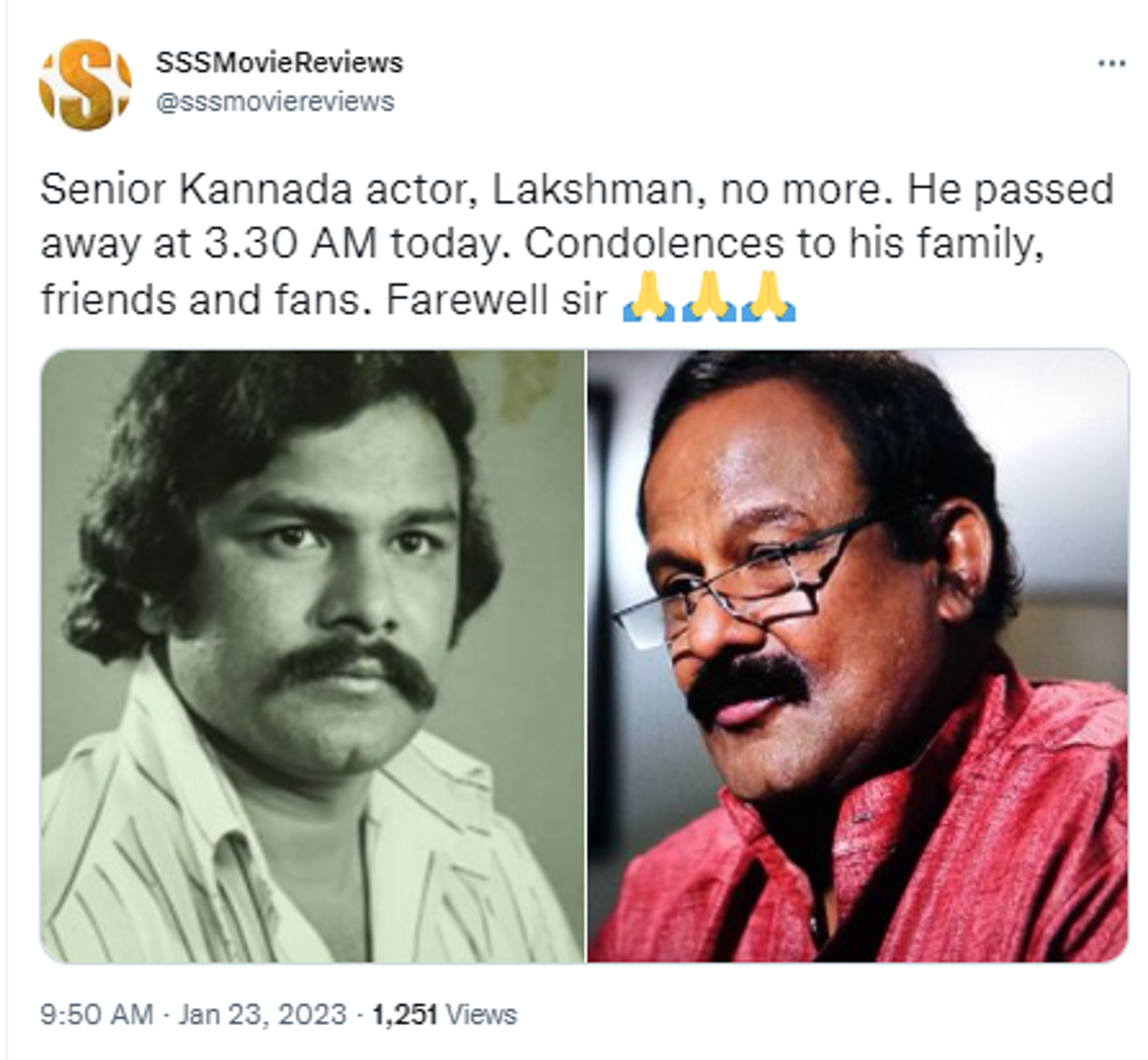 Veteran Indian - Kannada actor Lakshman passes away due to heart attack - Sputnik India, 1920, 23.01.2023