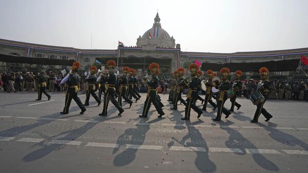 Indo Tibetan Border Police (ITBP) soldiers march in front of the Vidhan Sabha during full dress rehearsals for the Republic Day parade in Lucknow, capital of northern Indian state of Uttar Pradesh, Tuesday, Jan. 24, 2023. India will celebrate its Republic Day on Jan. 26. - Sputnik भारत