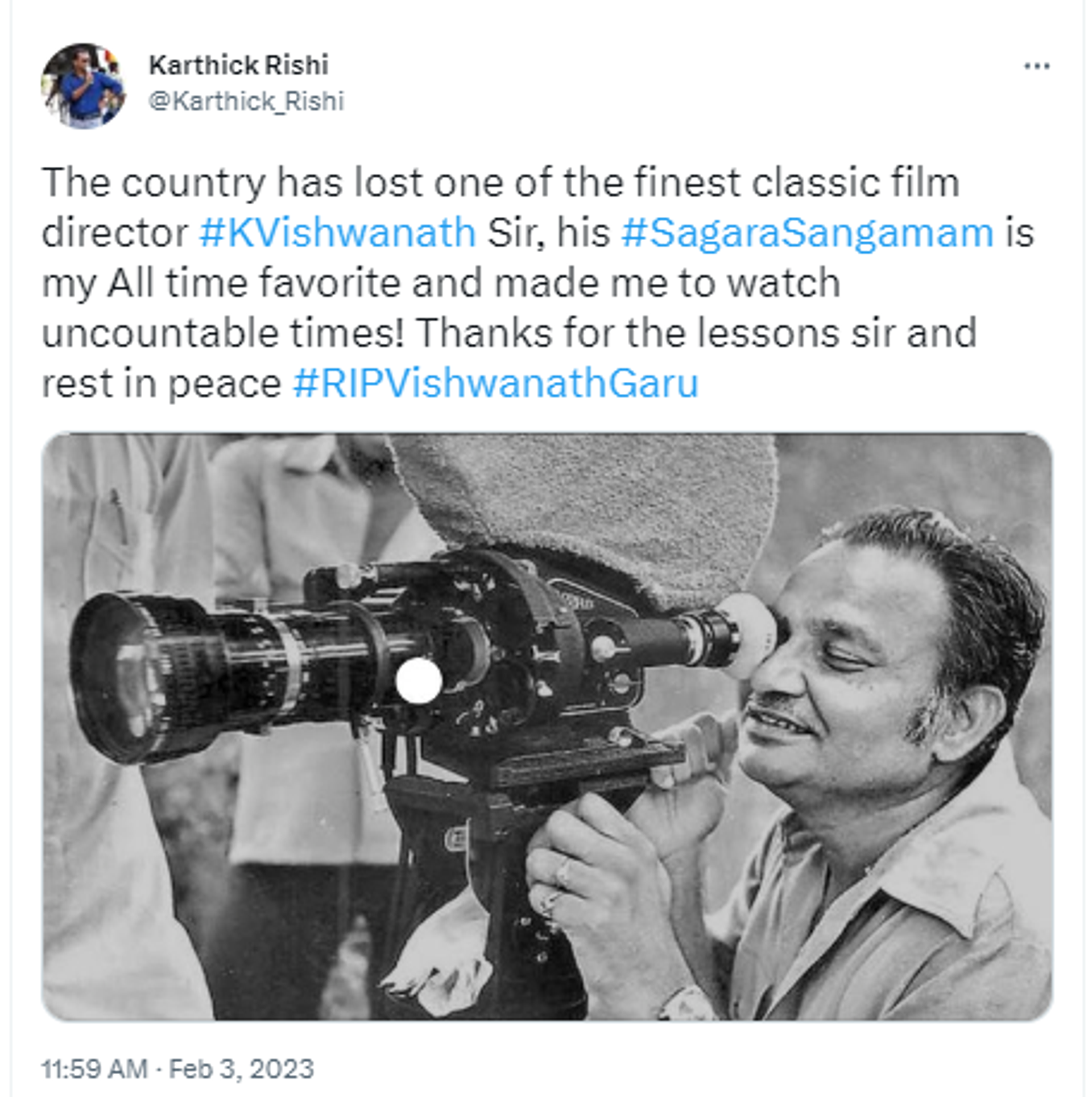 Legendary Telugu Filmmaker K. Vishwanath Passes Away at 92 - Sputnik India, 1920, 03.02.2023