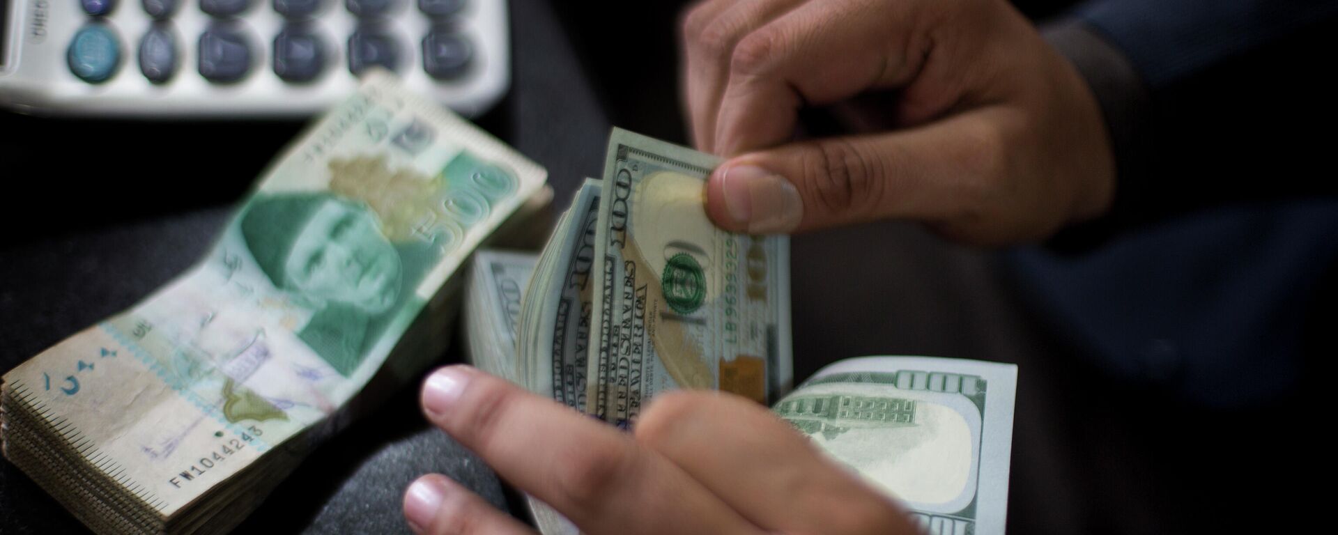 A Pakistani money changer counts US dollar bills in Islamabad, Pakistan, Friday, Nov. 30, 2018. - Sputnik India, 1920, 10.02.2023