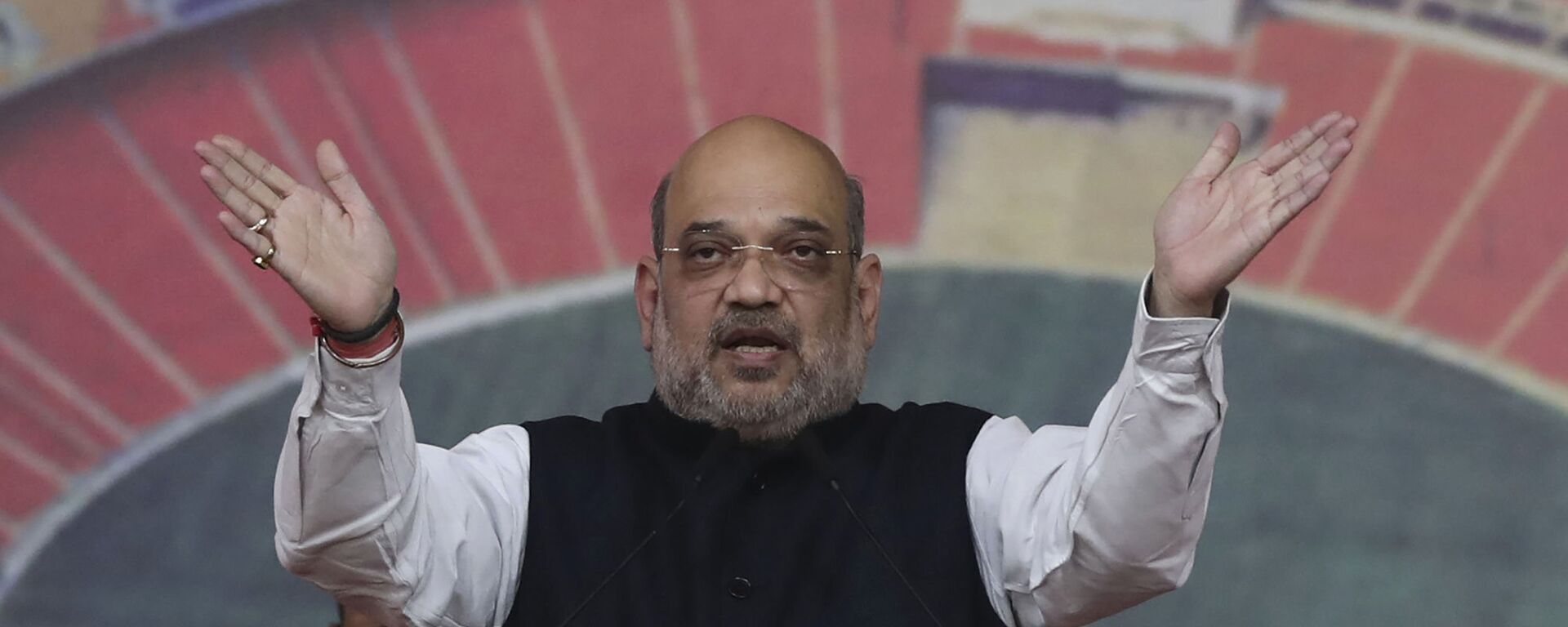 Indian Home Minister Amit Shah speaks during the inauguration of Narendra Modi Stadium in Ahmedabad, India, Wednesday, Feb. 24, 2021. The stadium was previously known as the Sardar Patel Gujarat Stadium. - Sputnik India, 1920, 26.06.2023