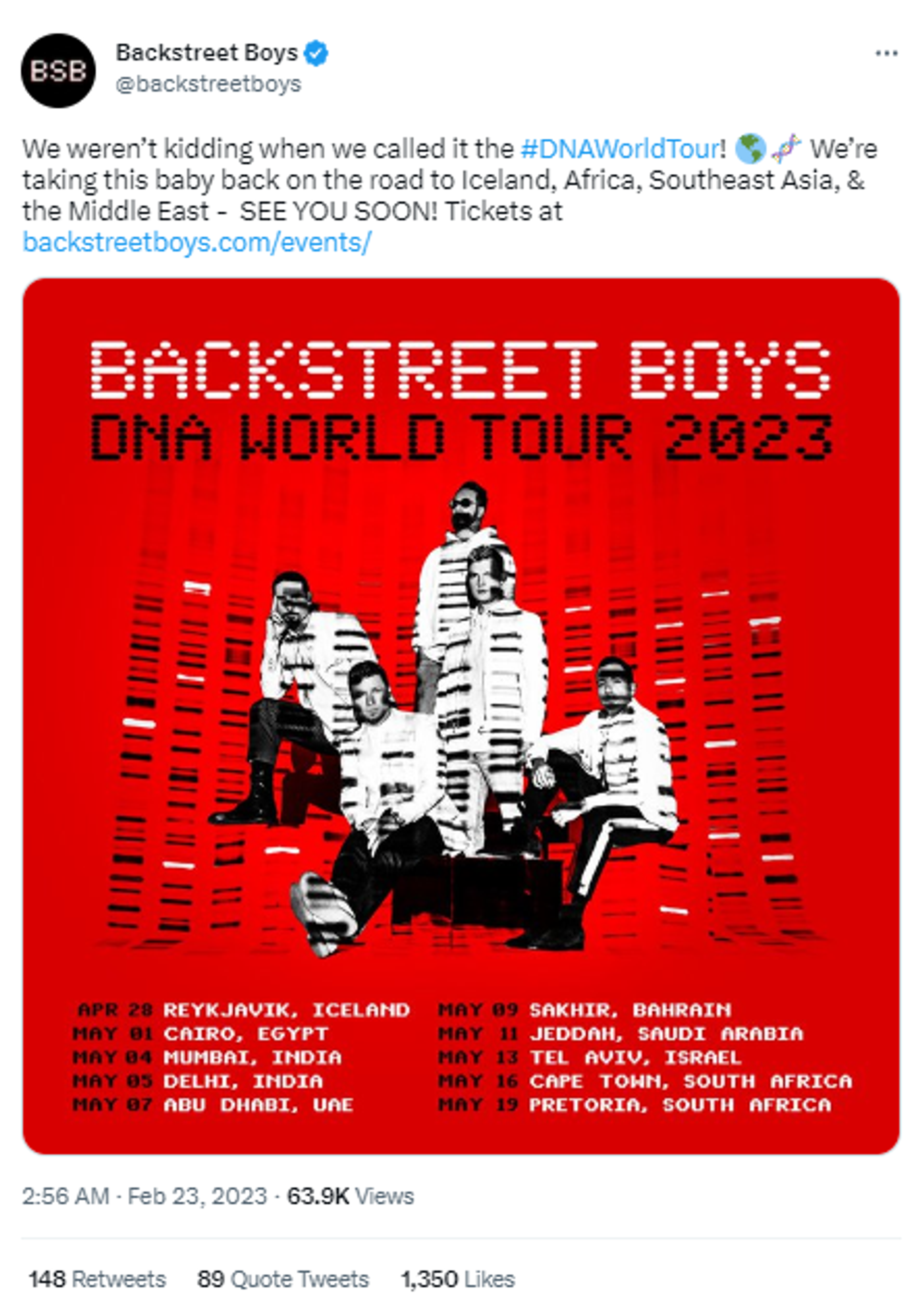 Iconic boy band, Backstreet Boys announces dates of their upcoming DNA World Tour starting from 1 May 2023. - Sputnik India, 1920, 23.02.2023