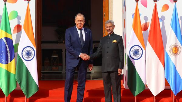 Lavrov and Jaishankar at G20 foreign ministerial meeting on March 2 - Sputnik India