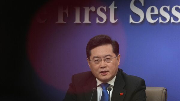Chinese Foreign Minister Qin Gang speaks during a press conference  - Sputnik भारत