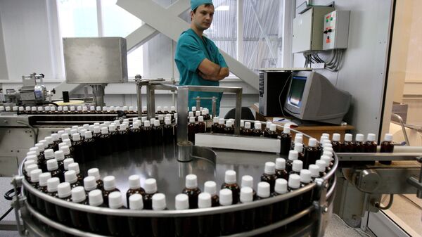 The liquid preparations filling and packing line at the plant of pharmaceutical company. File photo - Sputnik भारत