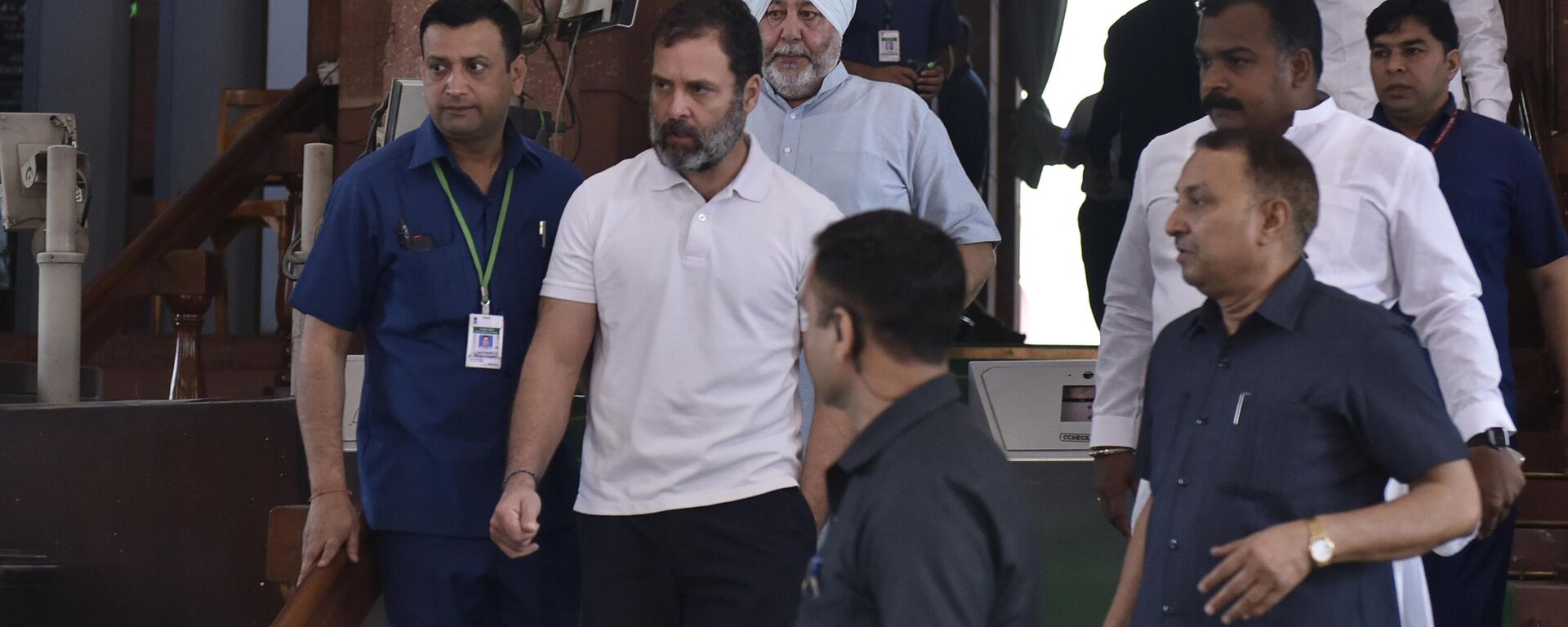 Indian opposition leader Rahul Gandhi leaves parliament building in New Delhi, Friday, March 24, 2023. - Sputnik भारत, 1920, 24.03.2023