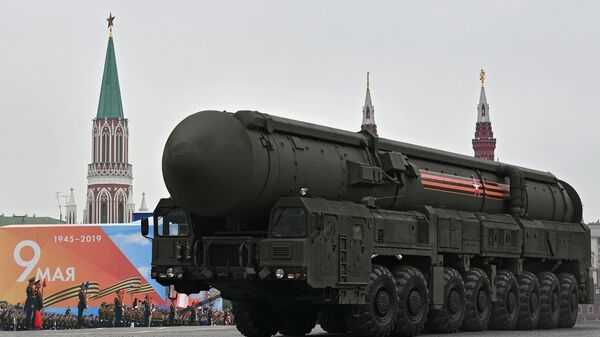 A Russian RS-24 Yars intercontinental ballistic missile system rolls down the Red Square during the Victory Day parade in Moscow on 9 May, 2019 - Sputnik India