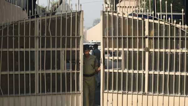 An Indian police officer prepares to close one of the gates at Tihar Jail, the largest complex of prisons in South Asia, in New Delhi, India, Monday, March 11, 2013 - Sputnik भारत