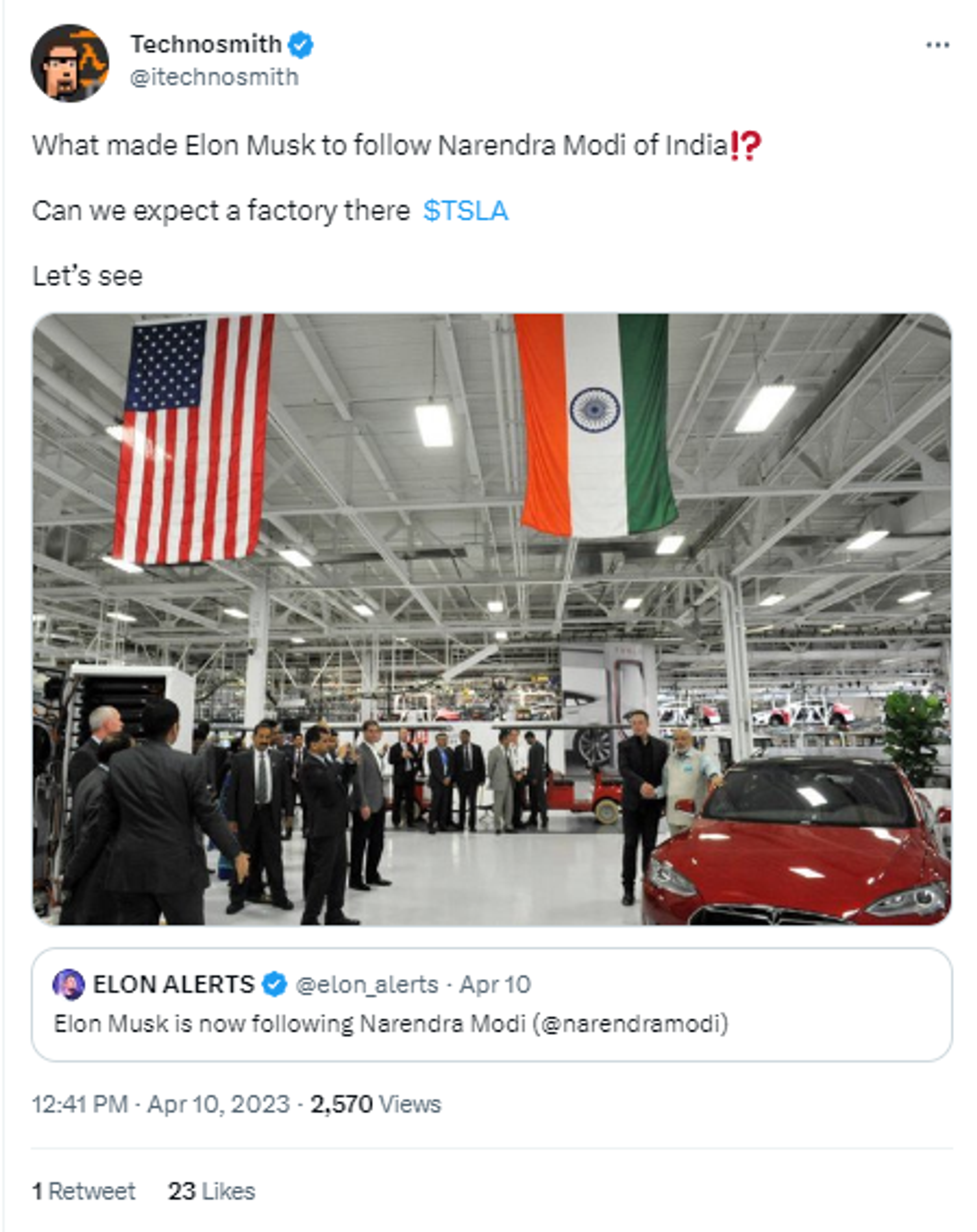 Netizens speculate Tesla might enter India after Elon Musk starts following PM Modi on Twitter  - Sputnik India, 1920, 11.04.2023