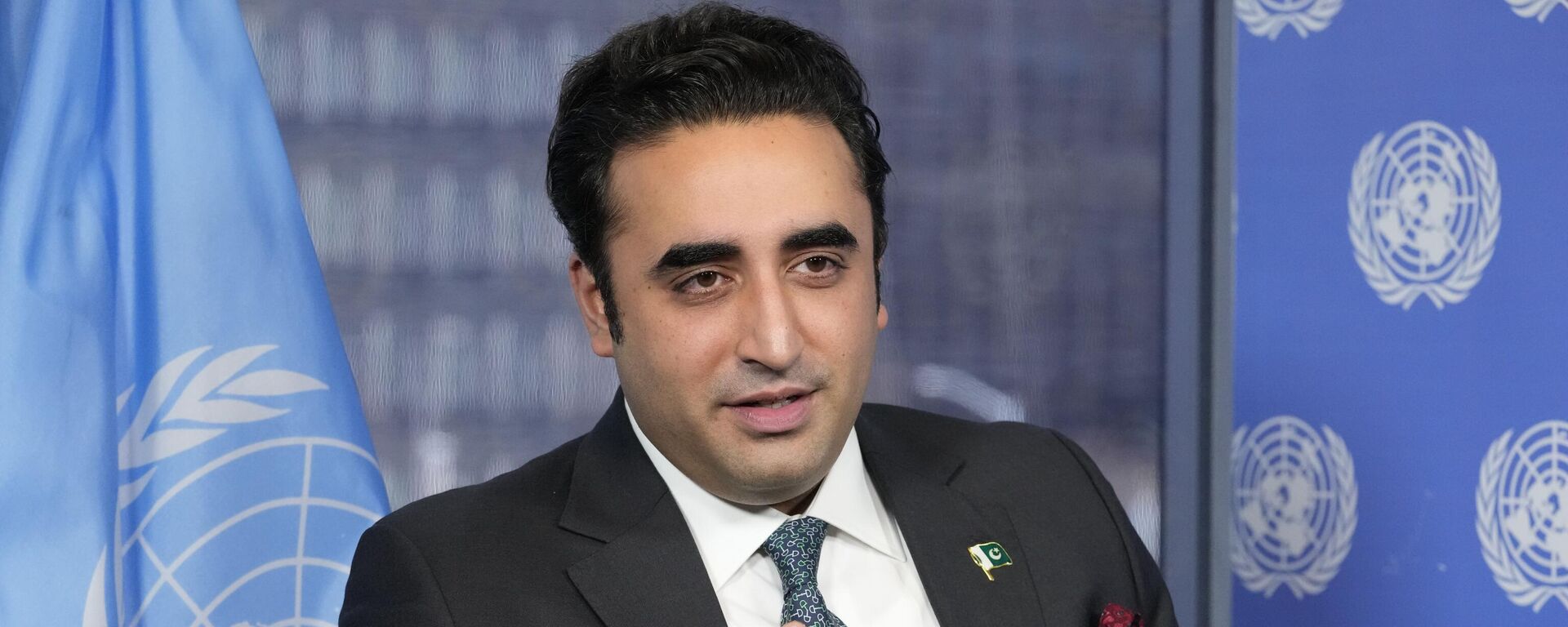 Pakistani Foreign Minister Bilawal Bhutto Zardari speaks during an interview with The Associated Press, Thursday, March 9, 2023 at United Nations headquarters. - Sputnik India, 1920, 20.04.2023
