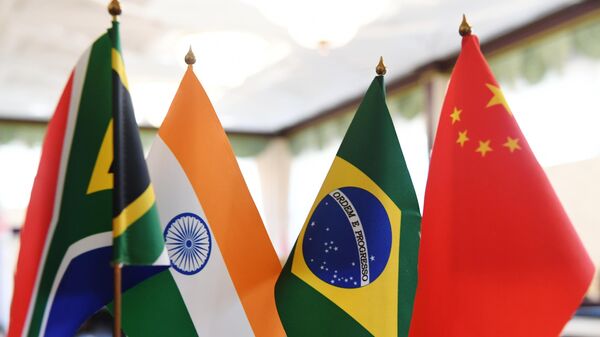 Flags of the BRICS countries: South Africa, India, Brazil and China. - Sputnik India