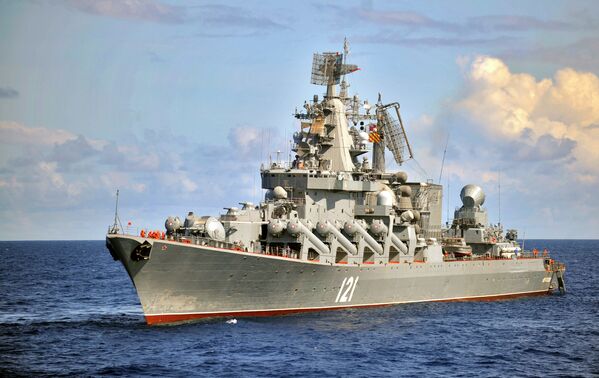 The Moskva guided missile cruiser, the flagship of Russia's Black Sea Fleet - Sputnik भारत