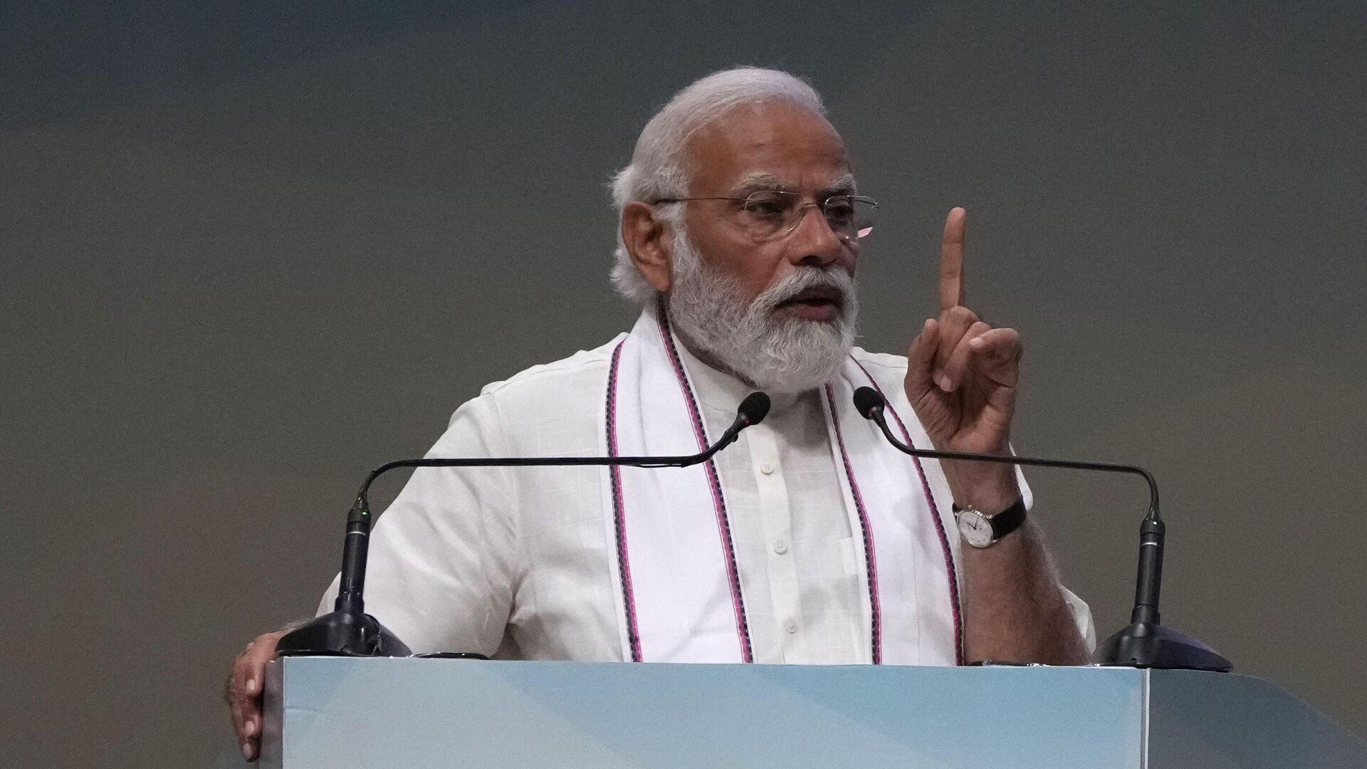 Prime Minister Narendra Modi speaks during a function to dedicate a number of development projects in Gandhinagar, India, Friday, May 12, 2023. - Sputnik India, 1920, 25.05.2023