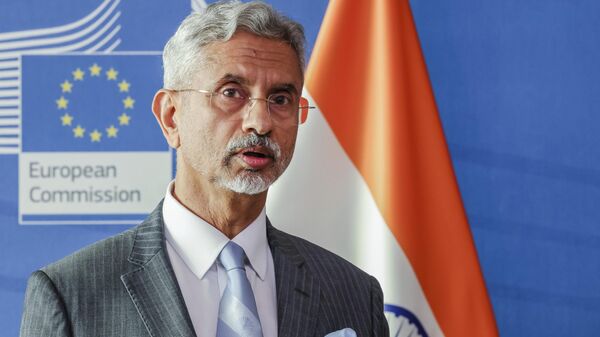 India's Minister for External Affairs S. Jaishankar addresses the media during a press conference on the EU-India Trade and Technology Council at EU headquarters in Brussels, Belgium, Tuesday, May 16, 2023. - Sputnik भारत