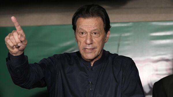 Pakistan's former Prime Minister Imran Khan speaks during a news conference at his home, in Lahore, Pakistan, Thursday, May 18, 2023. - Sputnik India