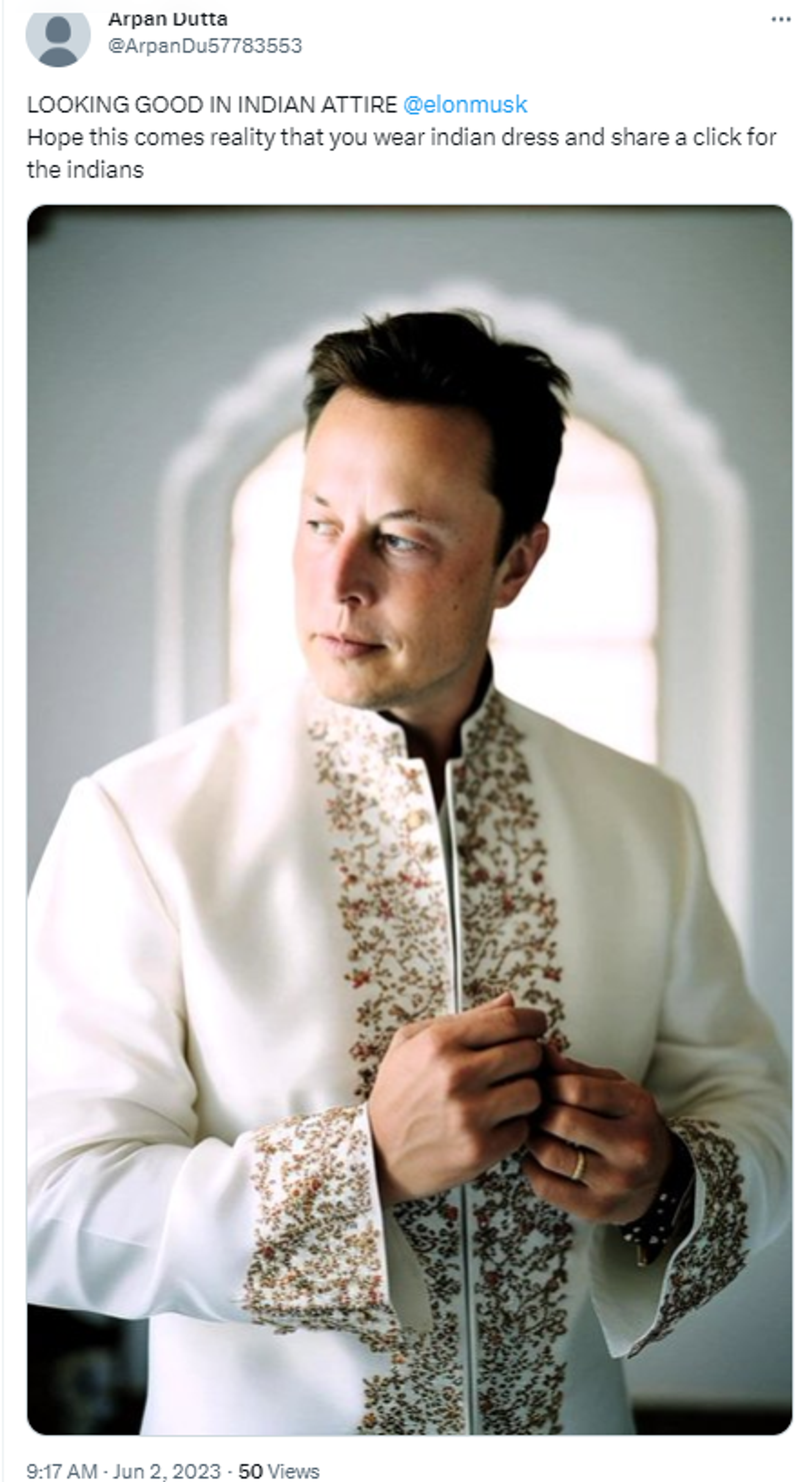 Elon Musk reactions over his desi Indian groom look transformed through Artificial Intelligence - Sputnik India, 1920, 04.06.2023