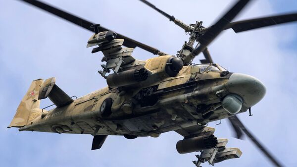 Combat helicopter Ka-52 at the 'Vostok 2022' military maneuvers at the Sergeevsky training ground. - Sputnik India