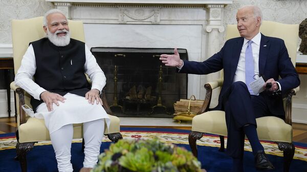 President Joe Biden meets with Indian Prime Minister Narendra Modi in the Oval Office of the White House, Sept. 24, 2021, in Washington. - Sputnik भारत