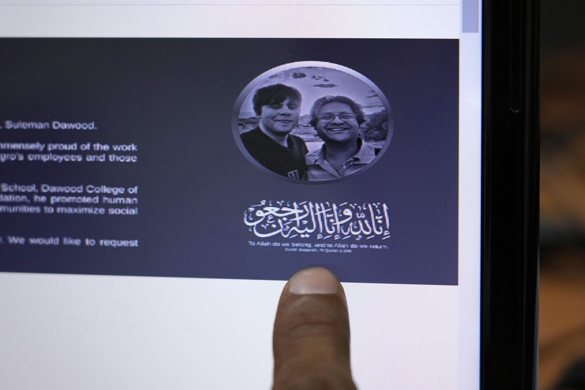 The Engro Corporation Limited's website shows a picture of its vice chairman of Shahzada Dawood, and his son Suleman Dawood with condolence massage, on a computer, in Islamabad, Pakistan, Friday, June 23, 2023.  - Sputnik India, 1920, 23.06.2023