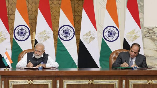 India's PM Narendra Modi and Egyptian president Abdel Fattah el-Sisi sign agreements - Sputnik भारत