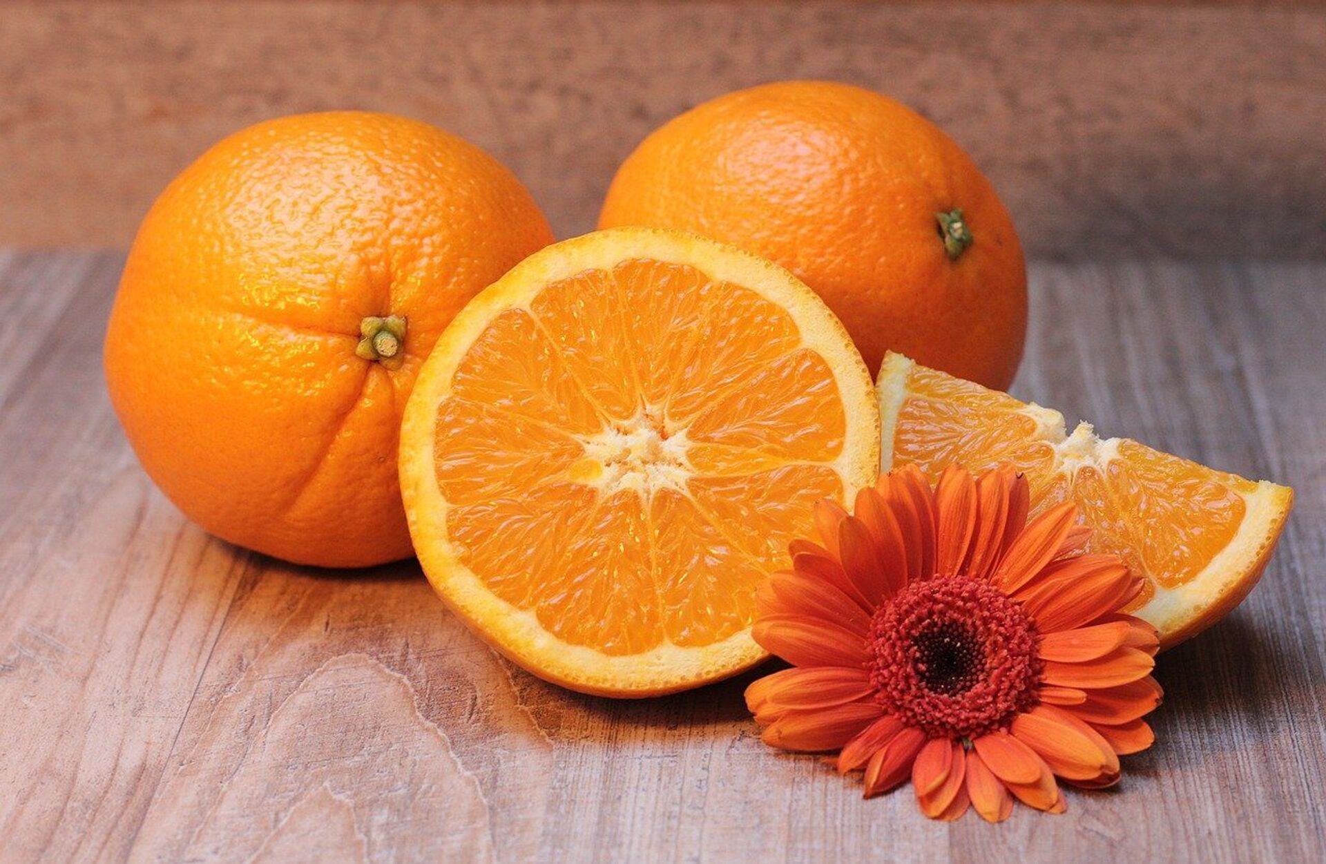 Апельсины и цветок герберы - Sputnik भारत, 1920, 30.06.2023