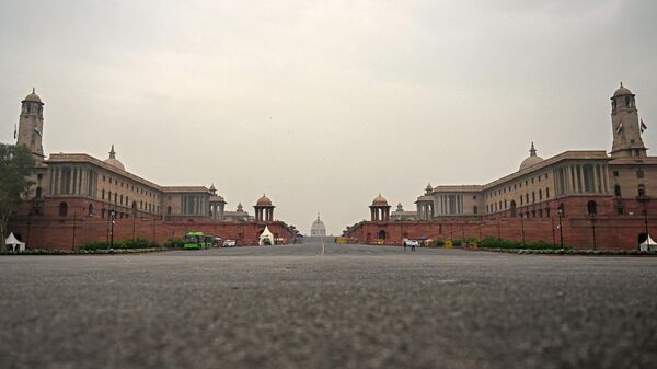 The Indian Defence Ministry (L), Home Ministry (R) and Presidential Palace (C) buildings are pictured in New Delhi on June 26, 2023.  - Sputnik India