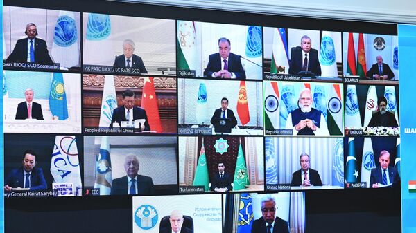 Участники заседания Совета глав государств – членов Шанхайской организации сотрудничества в режиме видеоконференции - Sputnik India