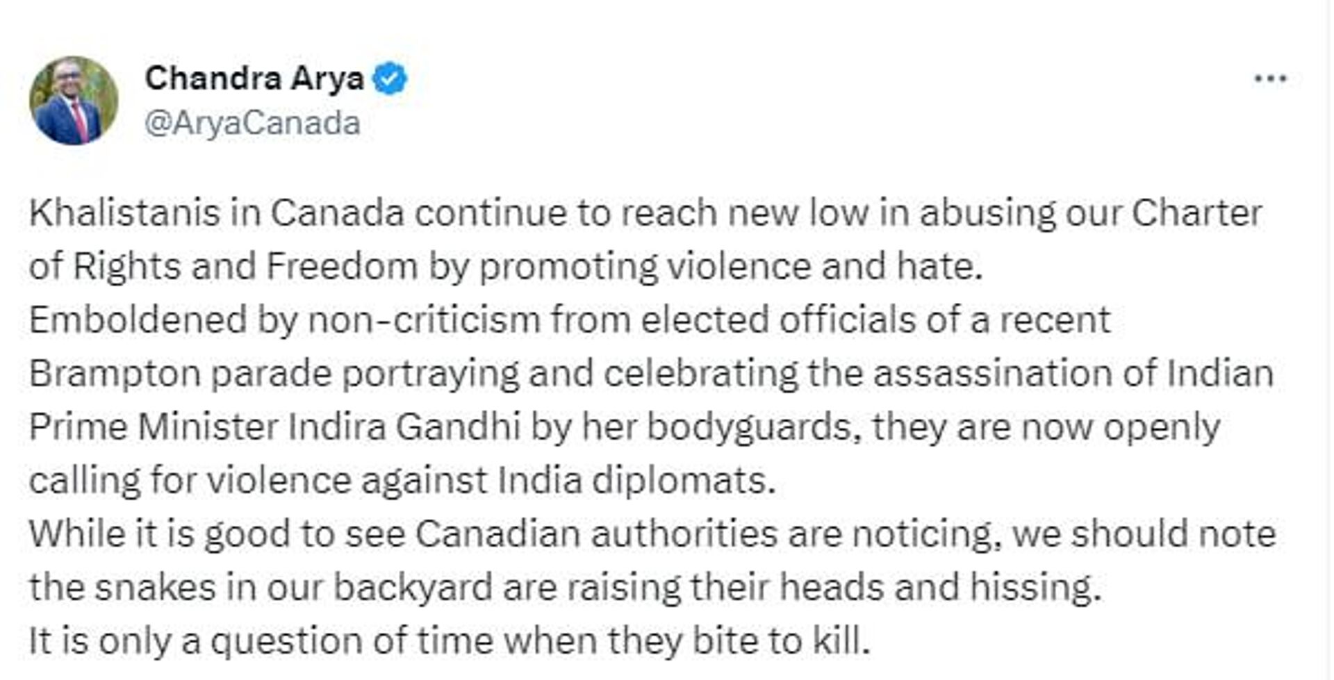 Chandra Arya's comments on Khalistanis protests in Canada - Sputnik India, 1920, 06.07.2023