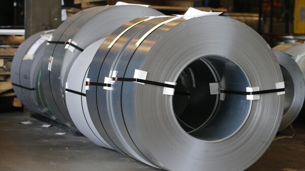 Rolls of steel sit in a warehouse at a fabrication company - Sputnik भारत