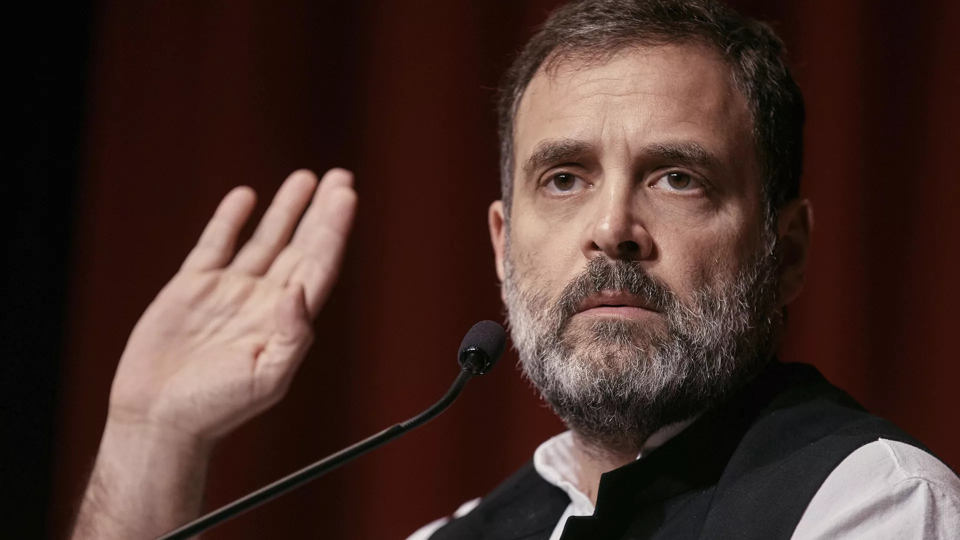 Indian politician Rahul Gandhi speaks at the Javits Center, Sunday, June 4, 2023, in New York. 