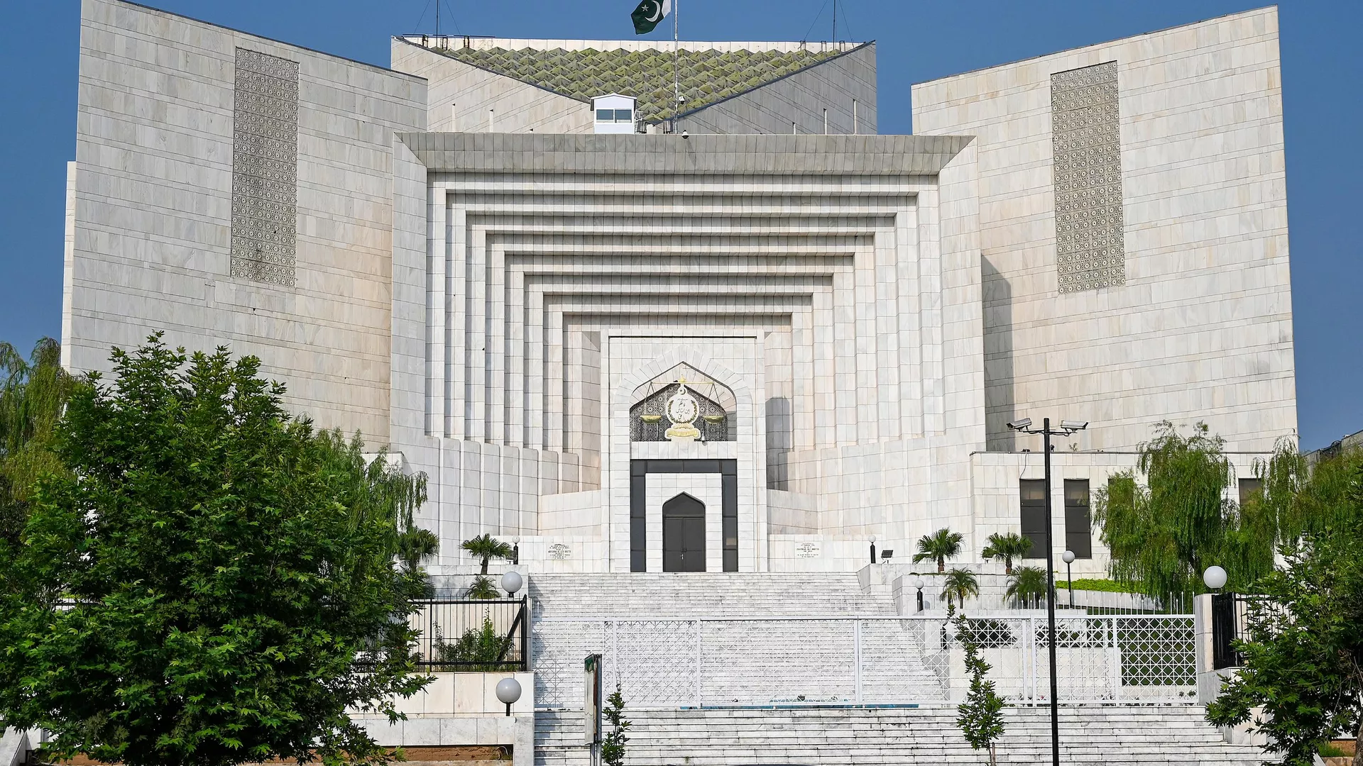 Pakistan's national flag flies half-mast at the country's Supreme Court